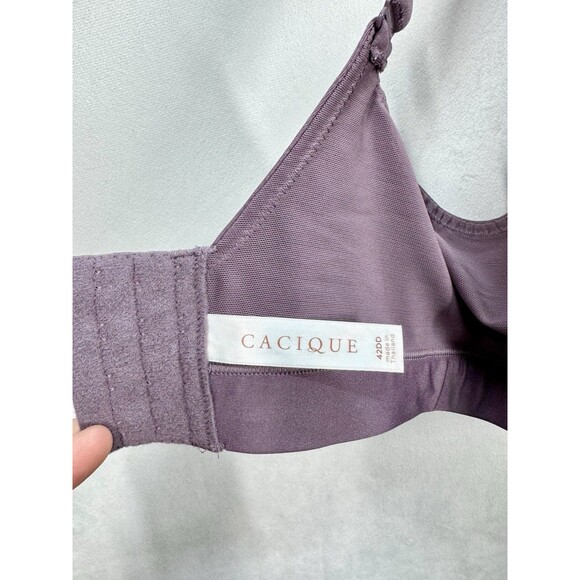 Cacique Lightly Lined Full Coverage No Wire Nursing Bra 42DD Purple Mesh Cutout - Picture 7 of 9